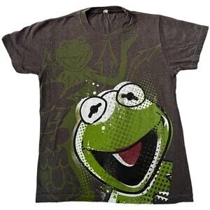 Vintage Y2K USA Soft Spun Kermit Muppets Tee Size S Brown Green Nostalgia Disney